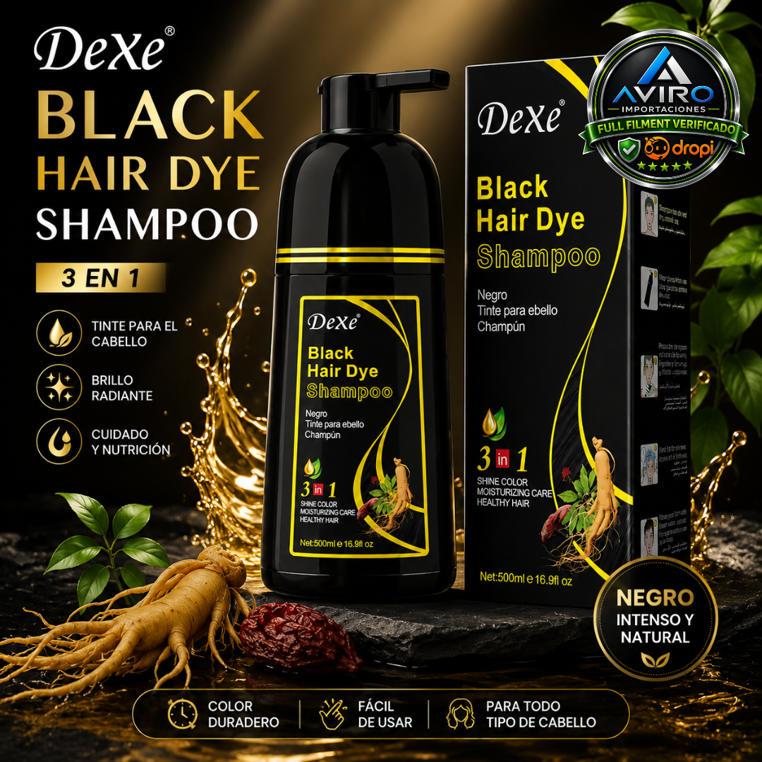 Shampoo Tinte Anti Canas Negro 500ml - Color intenso y natural